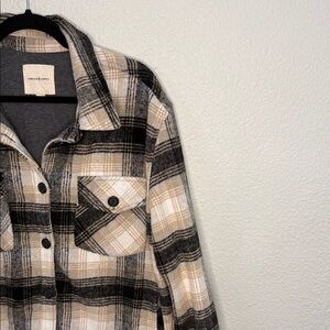 Plaid button front jacket